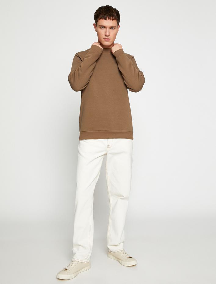  Basic Sweatshirt Şardonlu Yarım Balıkçı Yaka Uzun Kollu