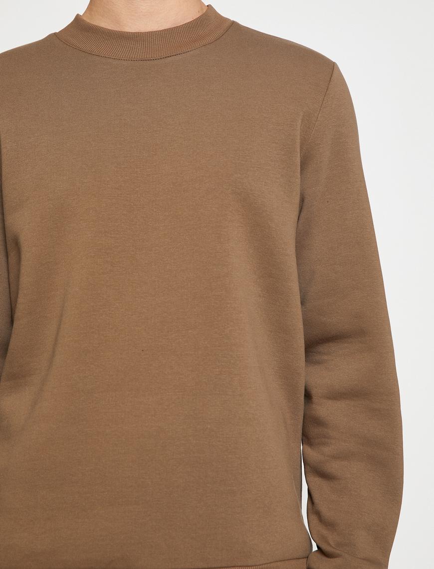   Basic Sweatshirt Şardonlu Yarım Balıkçı Yaka Uzun Kollu