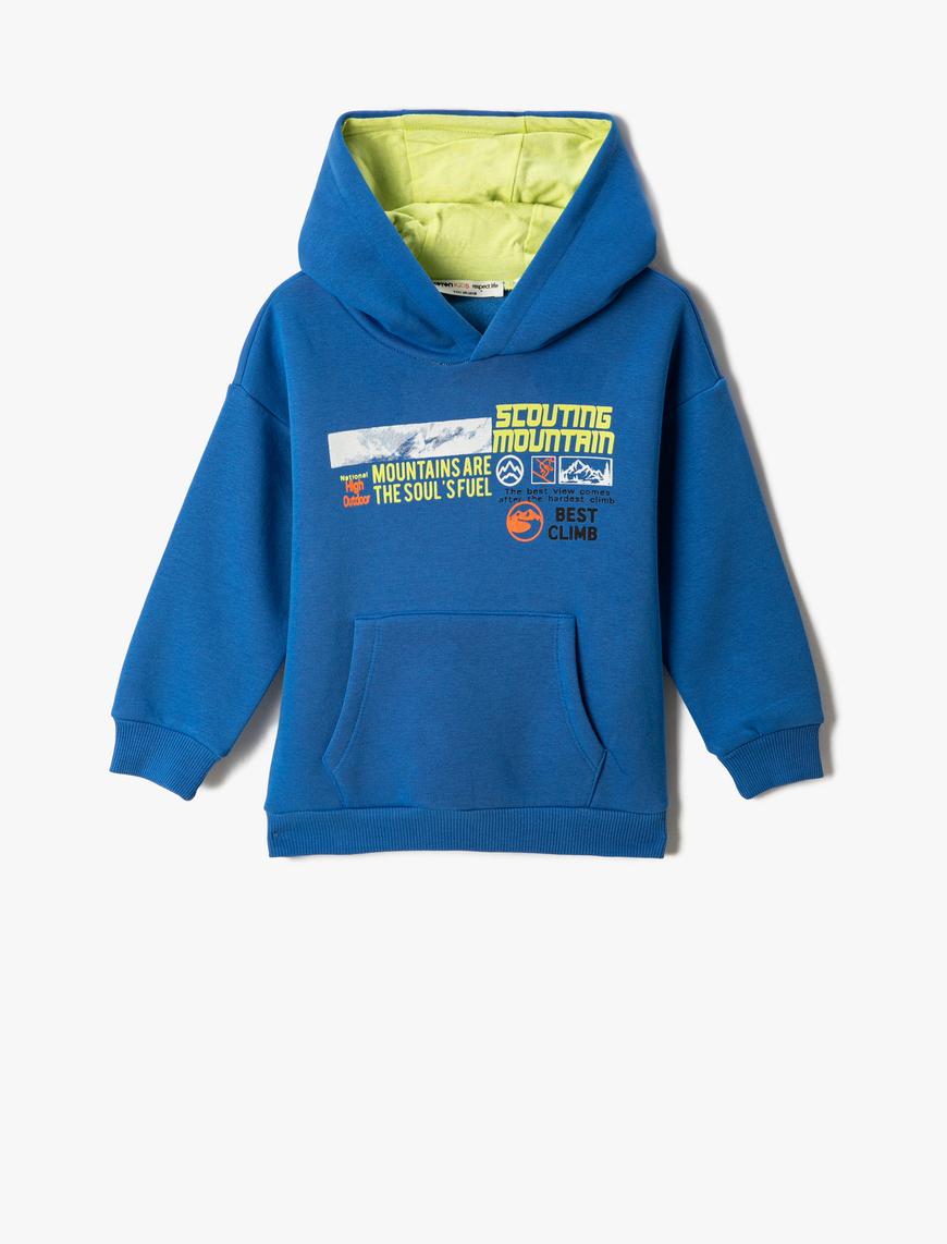  Erkek Çocuk Baskılı Kapüşonlu Sweatshirt
