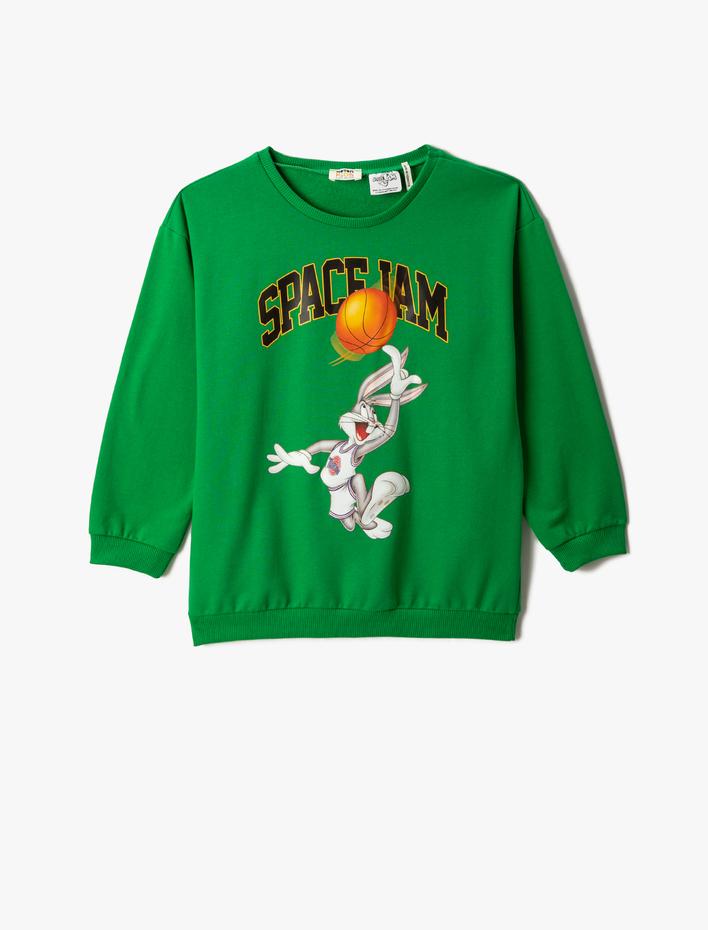 Erkek Çocuk Space Jam Temalı Bugs Bunny Baskılı Sweatshirt Lisanslı Uzun Kollu
