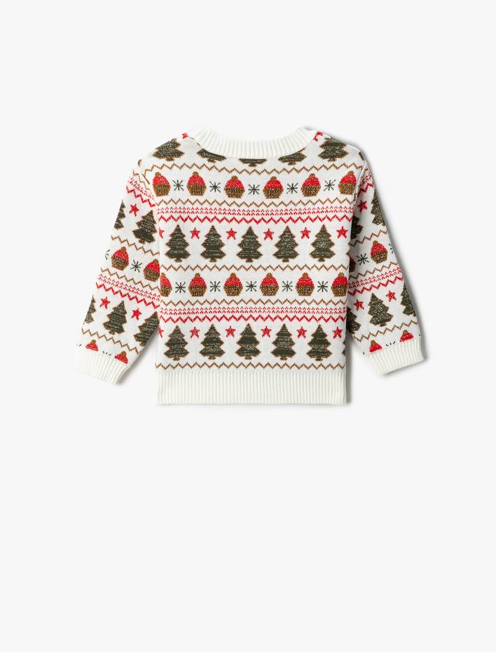 Kız Bebek Desenli Kazak Uzun Kollu Bisiklet Yaka