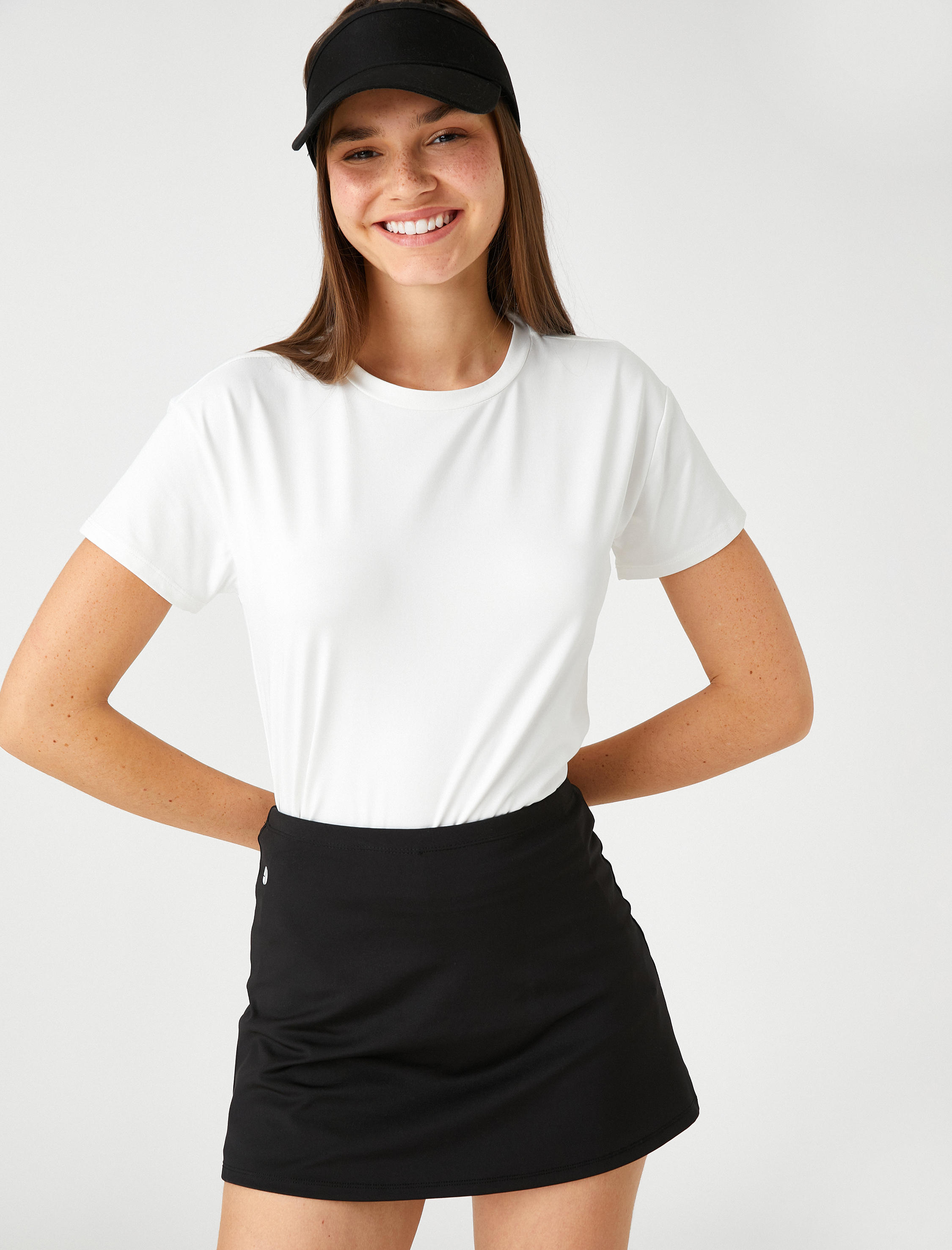   Crop Spor Tişört Kısa Kollu Bisiklet Yaka Yumuşak Dokulu