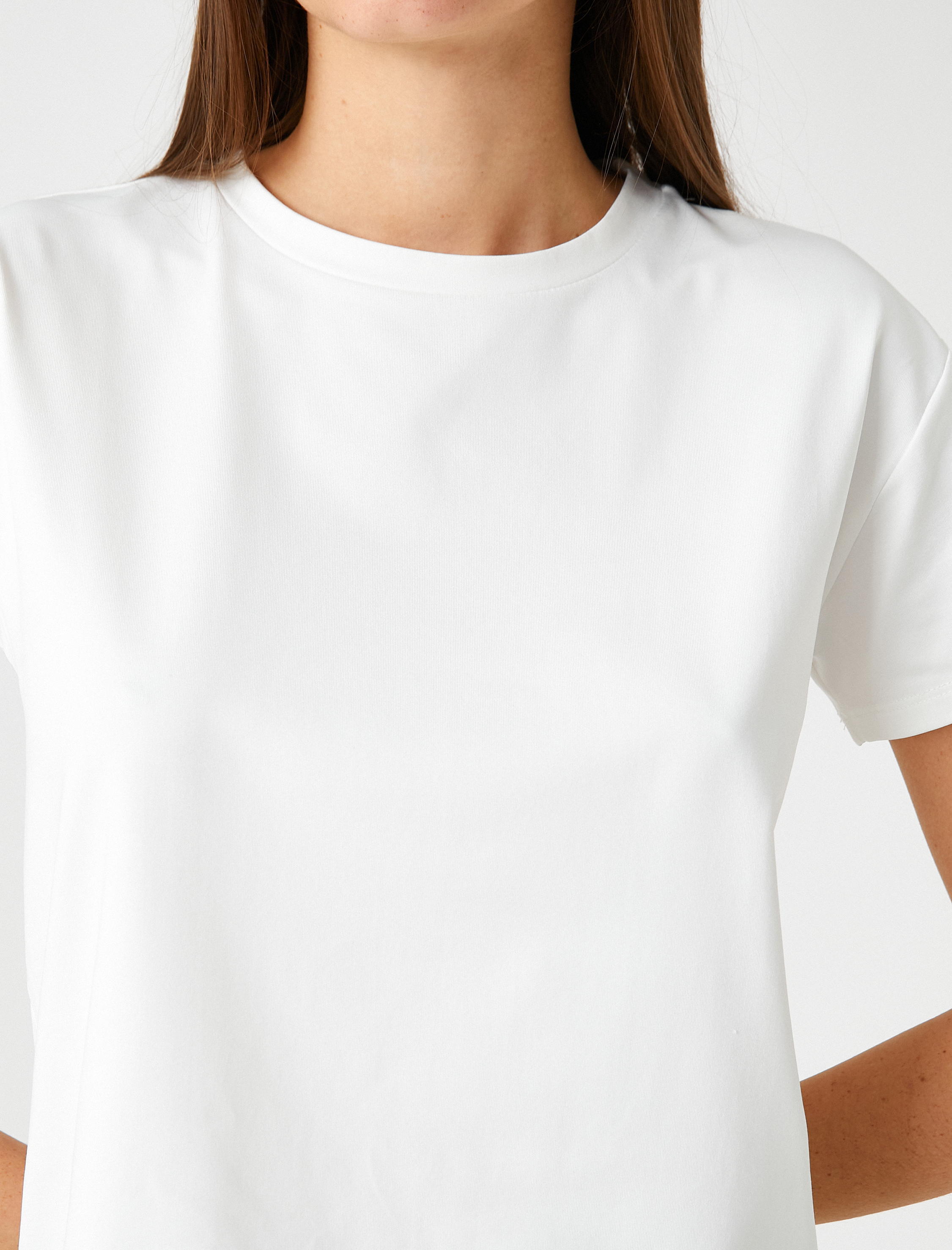   Crop Spor Tişört Kısa Kollu Bisiklet Yaka Yumuşak Dokulu