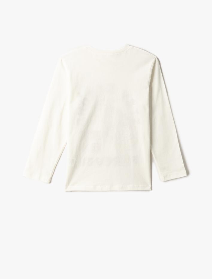 Erkek Çocuk Kaplan Baskılı Tişört Uzun Kollu Bisiklet Yaka