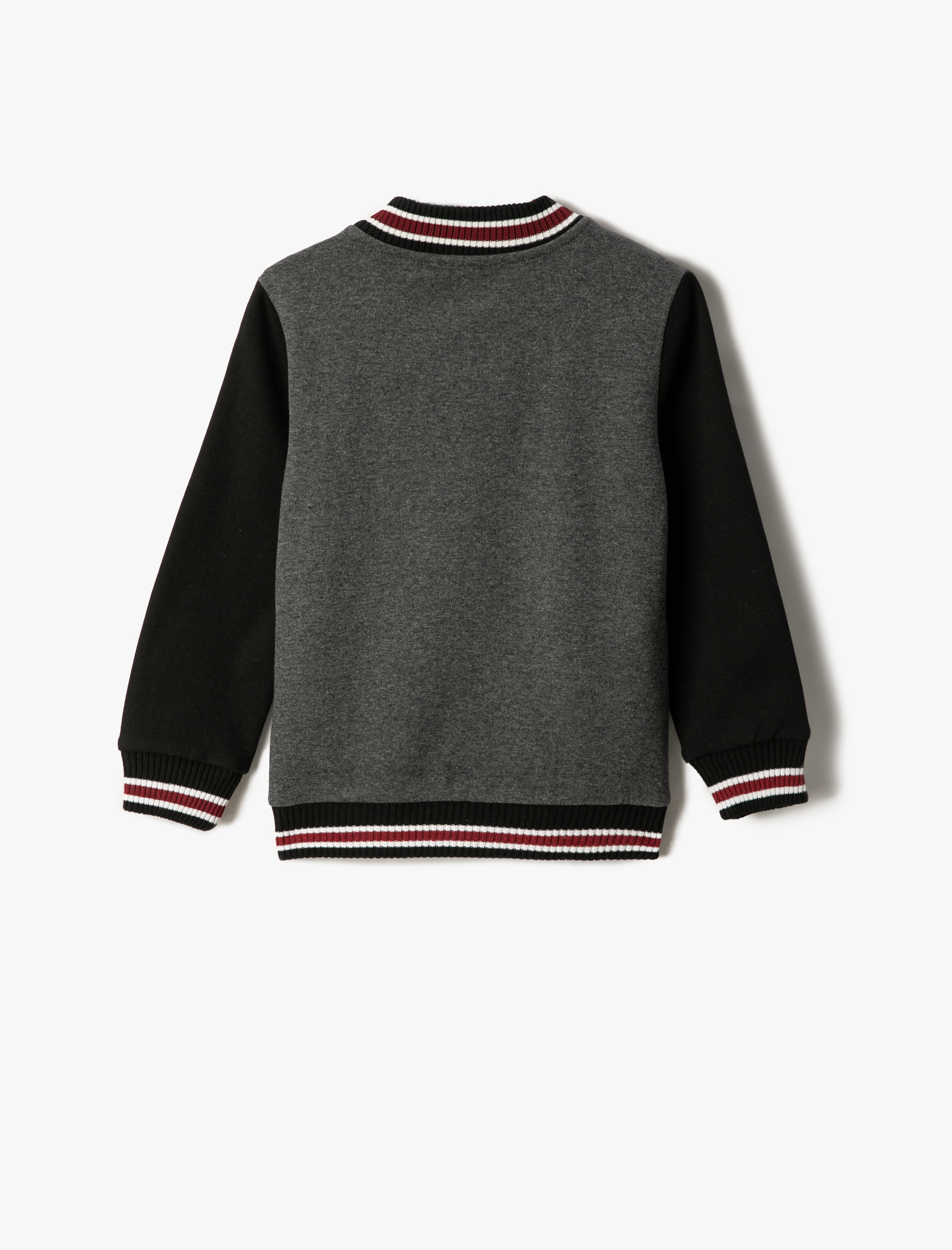  Erkek Çocuk Kolej Ceket Yuvarlak Yaka Çizgili Çıtçıt Düğme Kapamalı