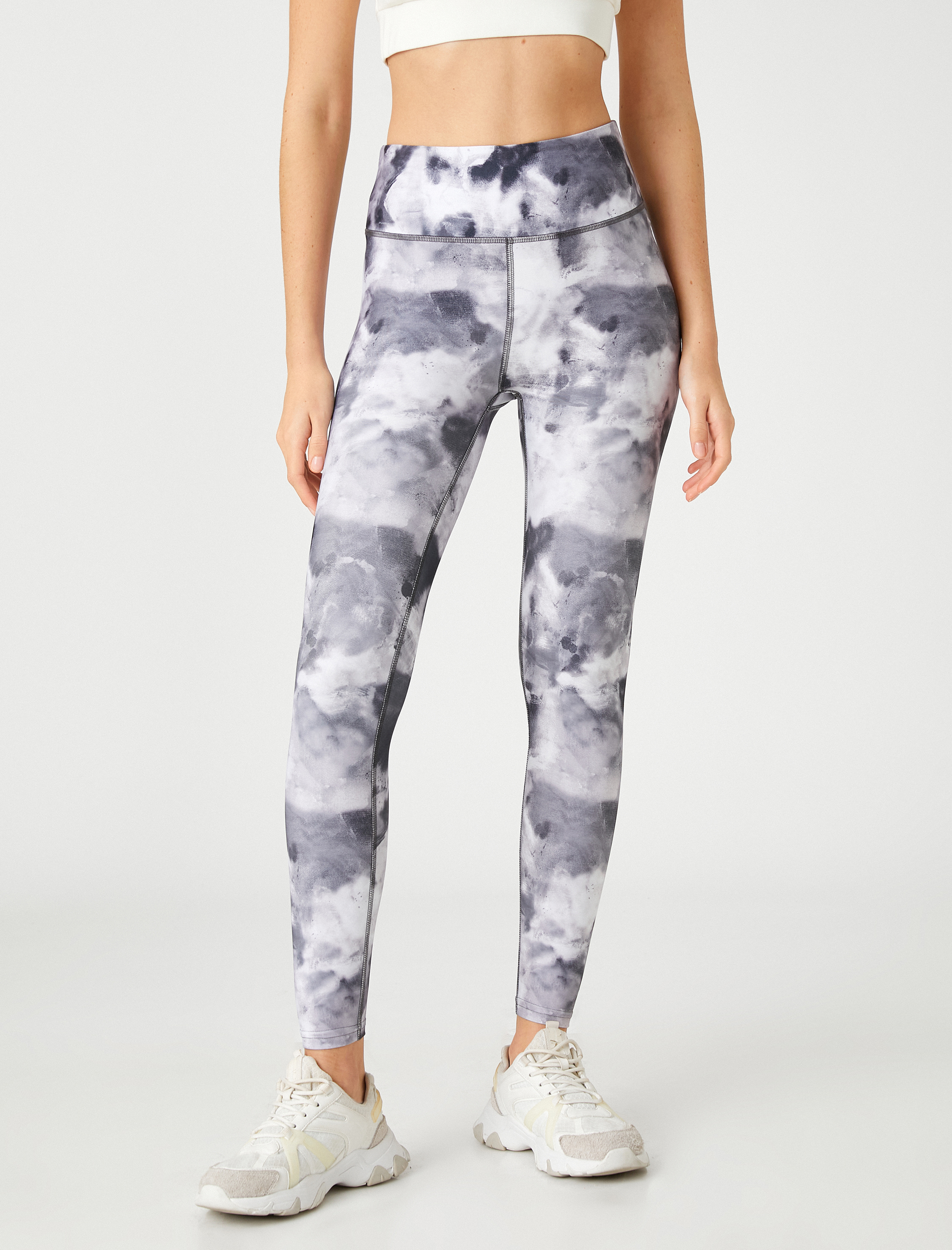   Sporcu Tayt Batik Desenli Yüksek Bel