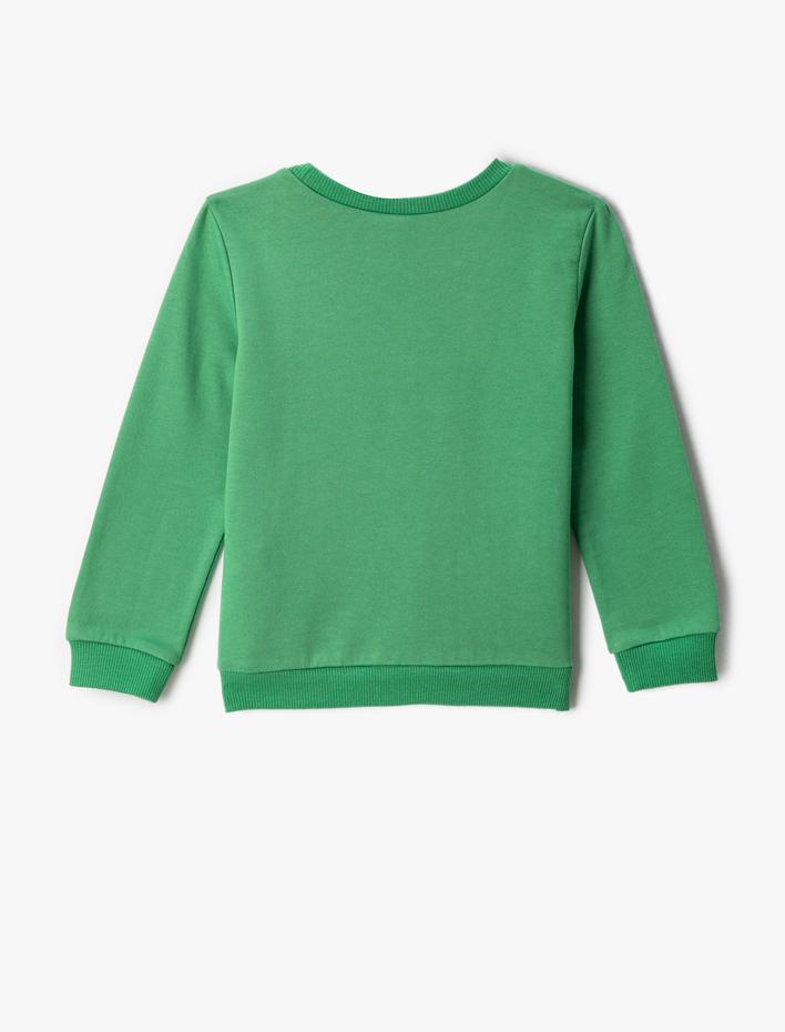 Erkek Bebek Baskılı Sweatshirt Uzun Kollu Bisiklet Yaka