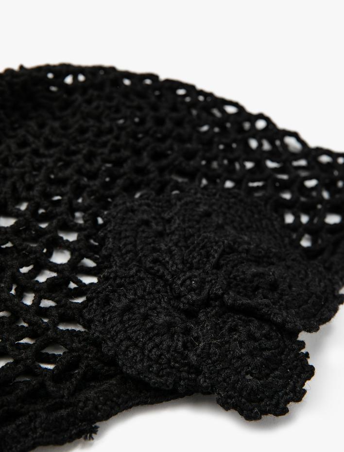 Kadın File Örgülü Çiçek Motifli Şapka - Melis Ağazat X Koton