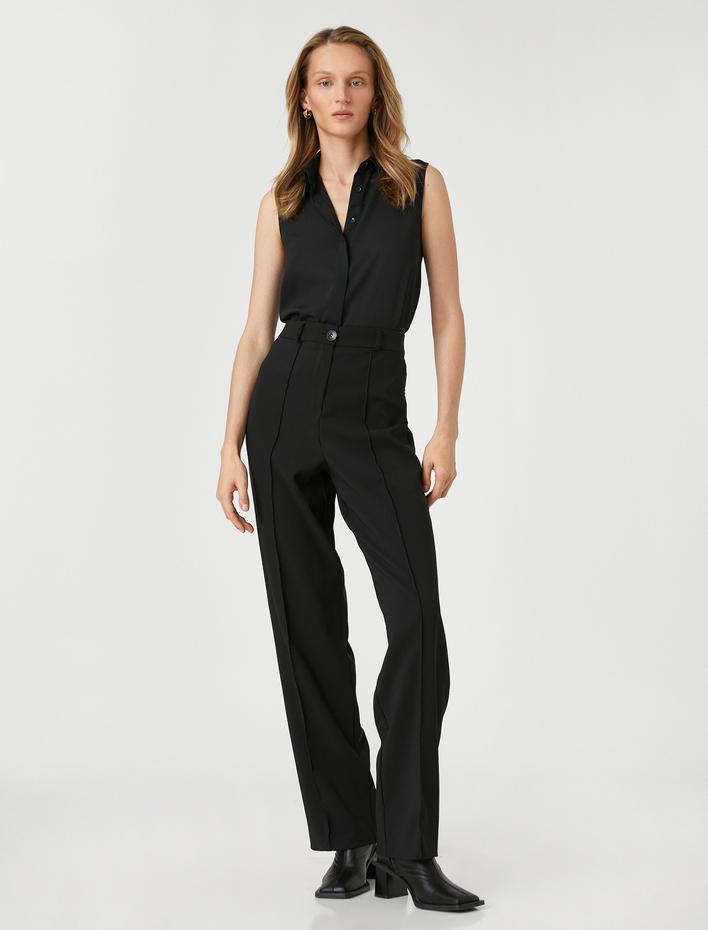  Basic Gömlek Kolsuz Gizli Düğmeli