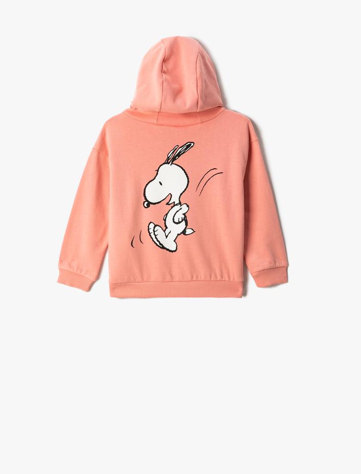 Erkek Bebek Snoopy Baskılı Lisanslı Kapşonlu Sweatshirt Pamuklu Uzun Kollu