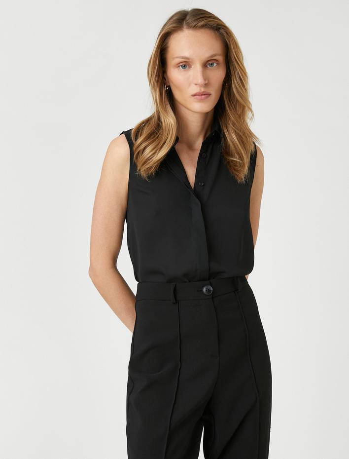  Basic Gömlek Kolsuz Gizli Düğmeli