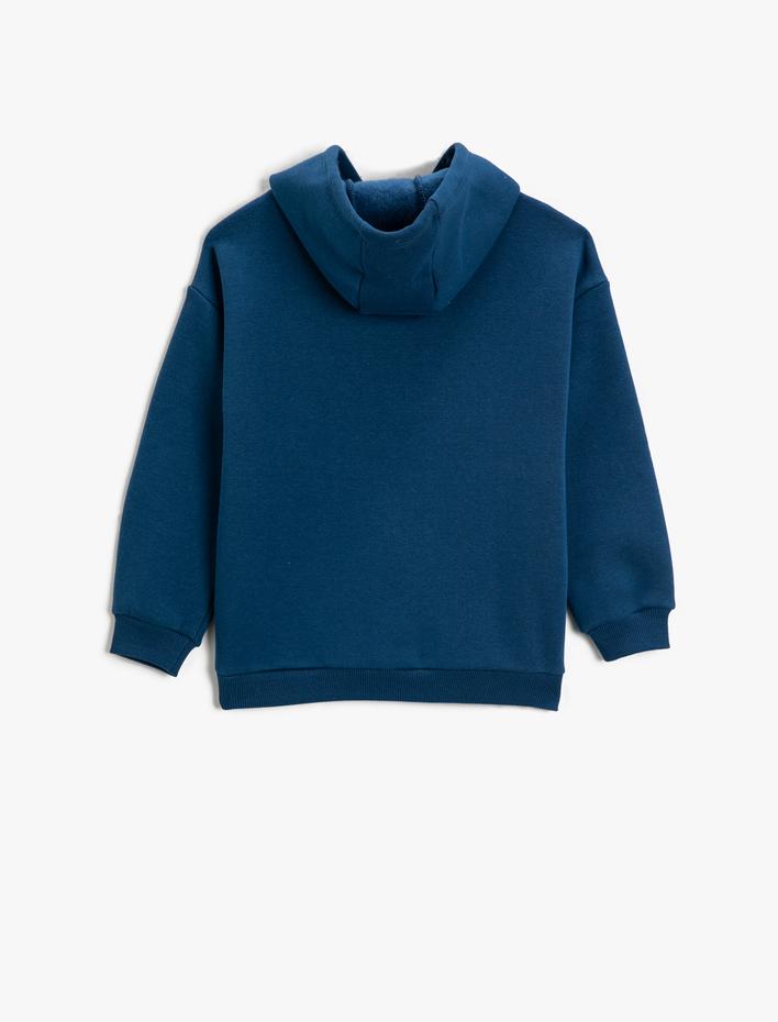 Kız Çocuk Kapşonlu Sweatshirt Ayıcık Baskılı Uzun Kollu Şardonlu