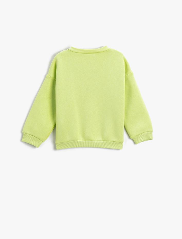 Erkek Bebek Kayak Temalı Penguen Baskılı Sweatshirt Uzun Kollu Bisiklet Yaka