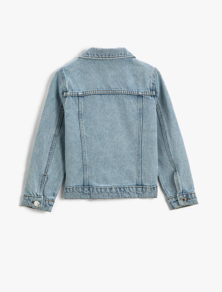 Kız Çocuk Kot Ceket Pamuklu Kapaklı Çift Cepli