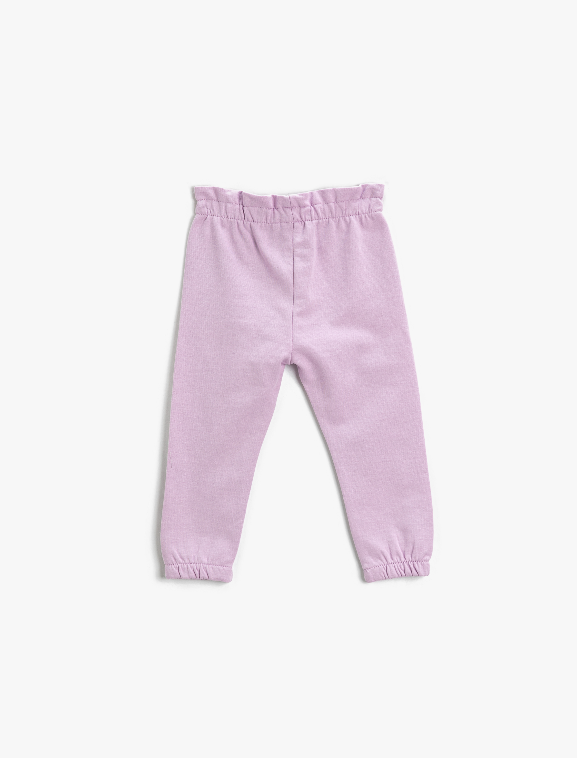  Kız Bebek Basic Jogger Eşofman Altı Beli Büzgülü Lastikli Şardonlu