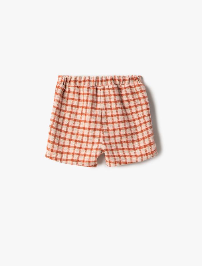 Kız Bebek Mini Şort Dikiş Detaylı Düğmeli