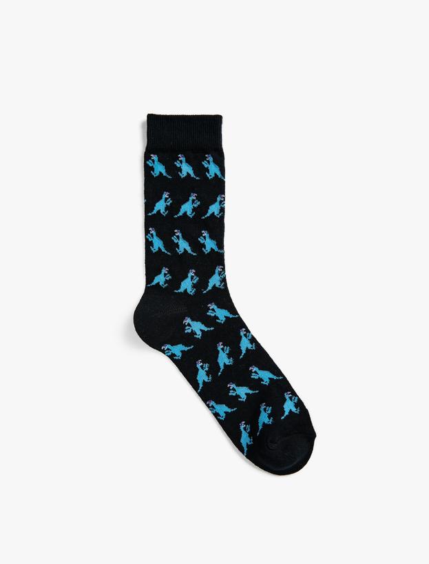 Erkek Basic Soket Çorap Dinozor Desenli