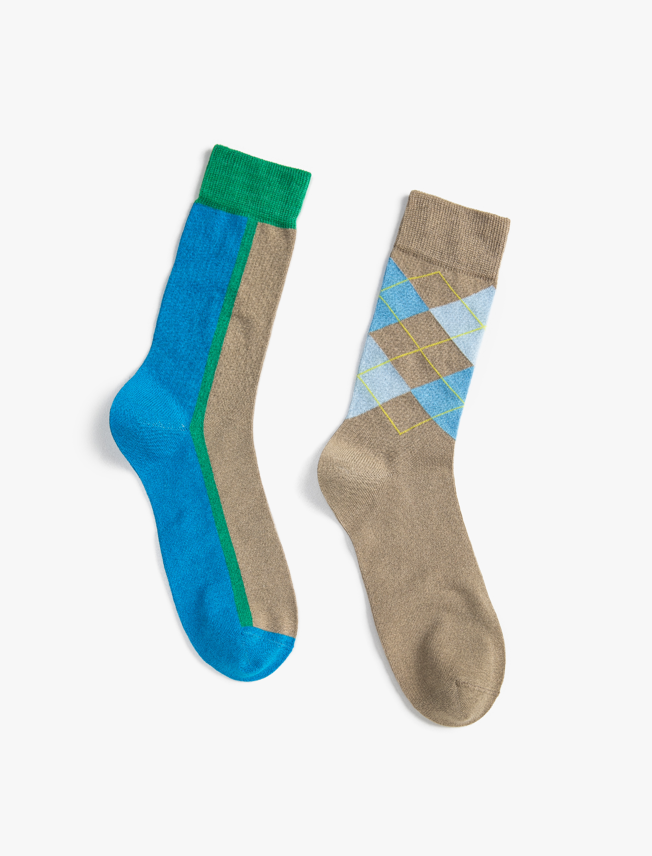 Koton Basic 2'li Çorap Seti Geometrik Desenli. 1