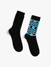 Basic 2'li Çorap Seti Geometrik Desenli