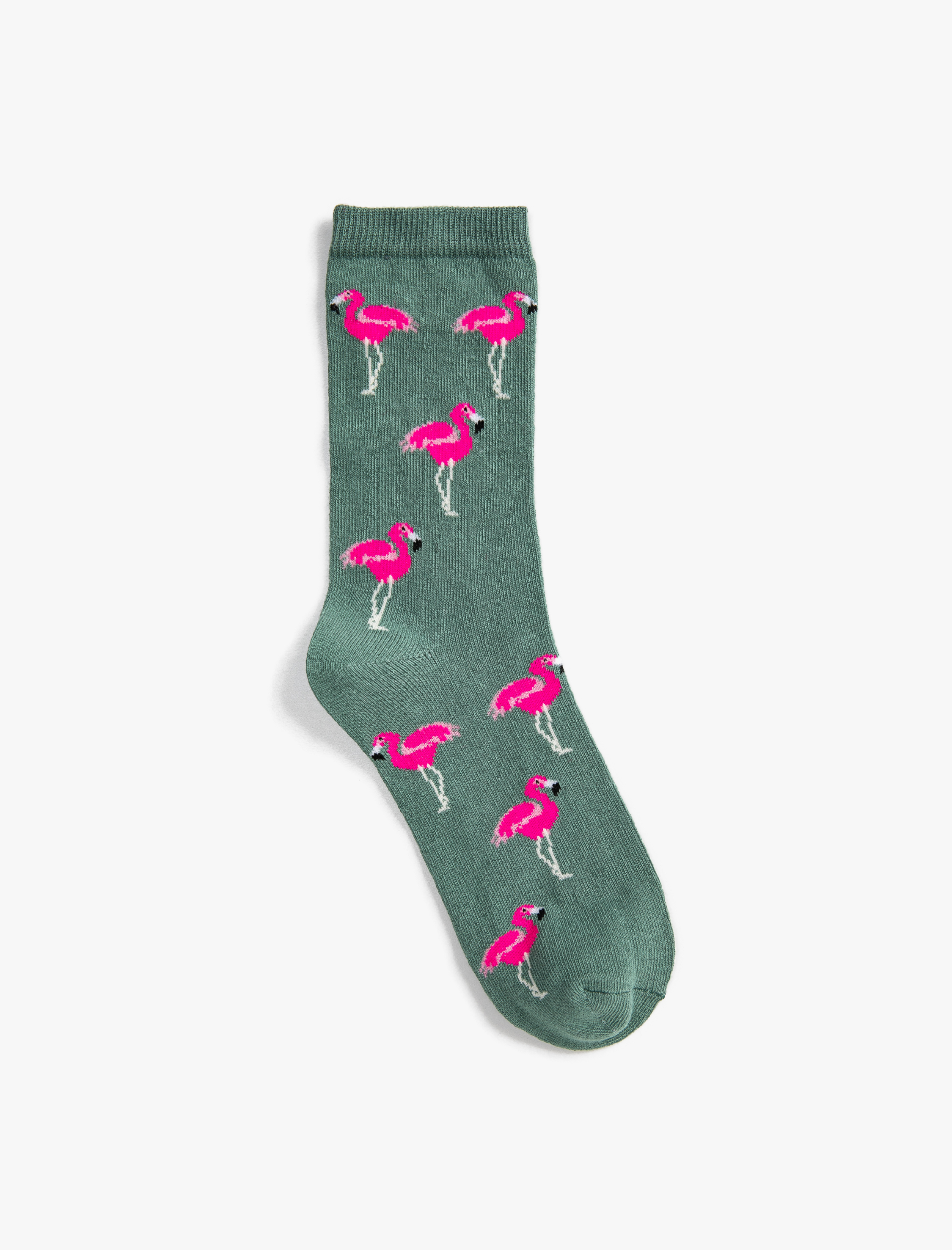  Kadın Basic Soket Çorap Flamingo Desenli