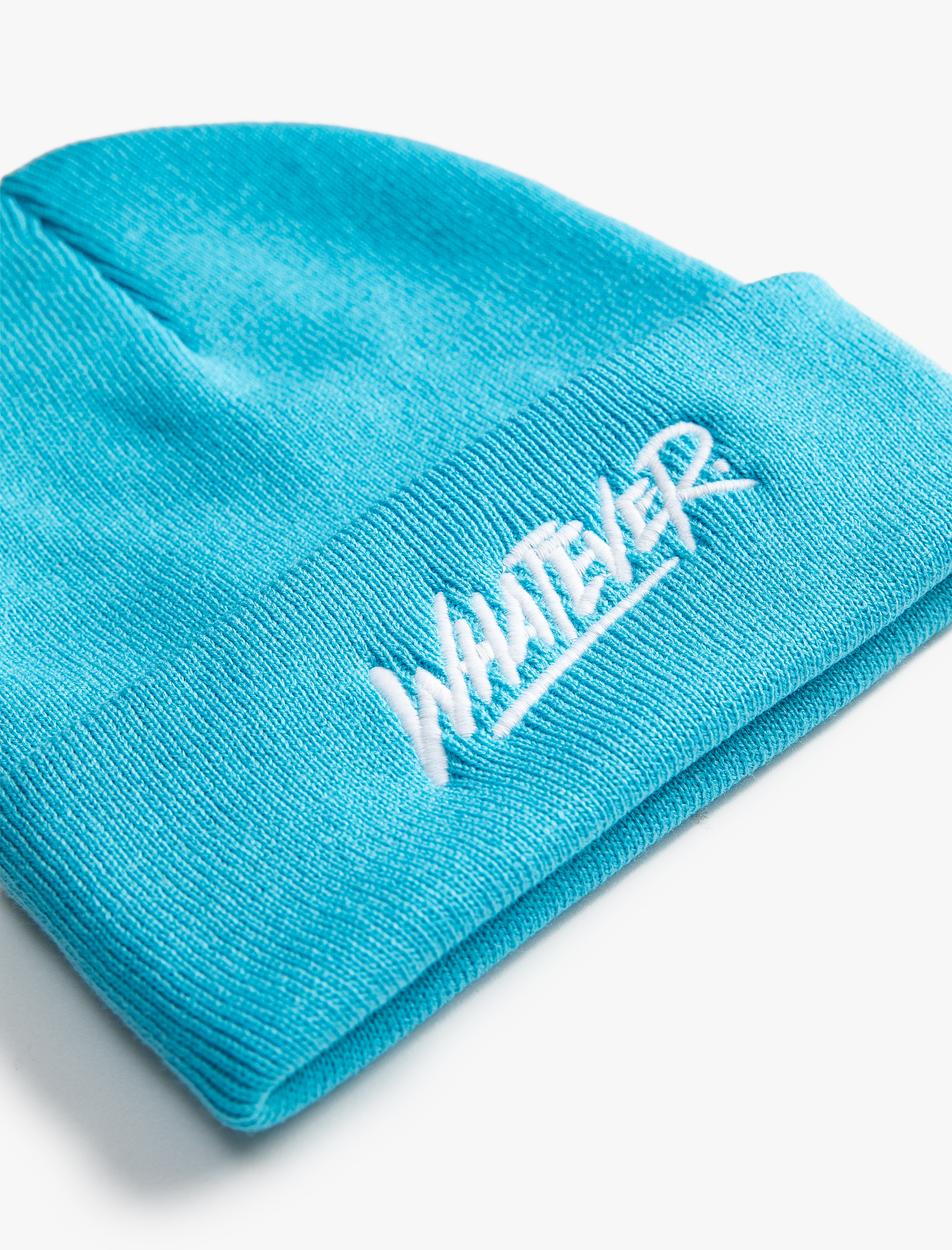  Erkek Basic Örgü Bere Slogan İşlemeli Katlama Detaylı