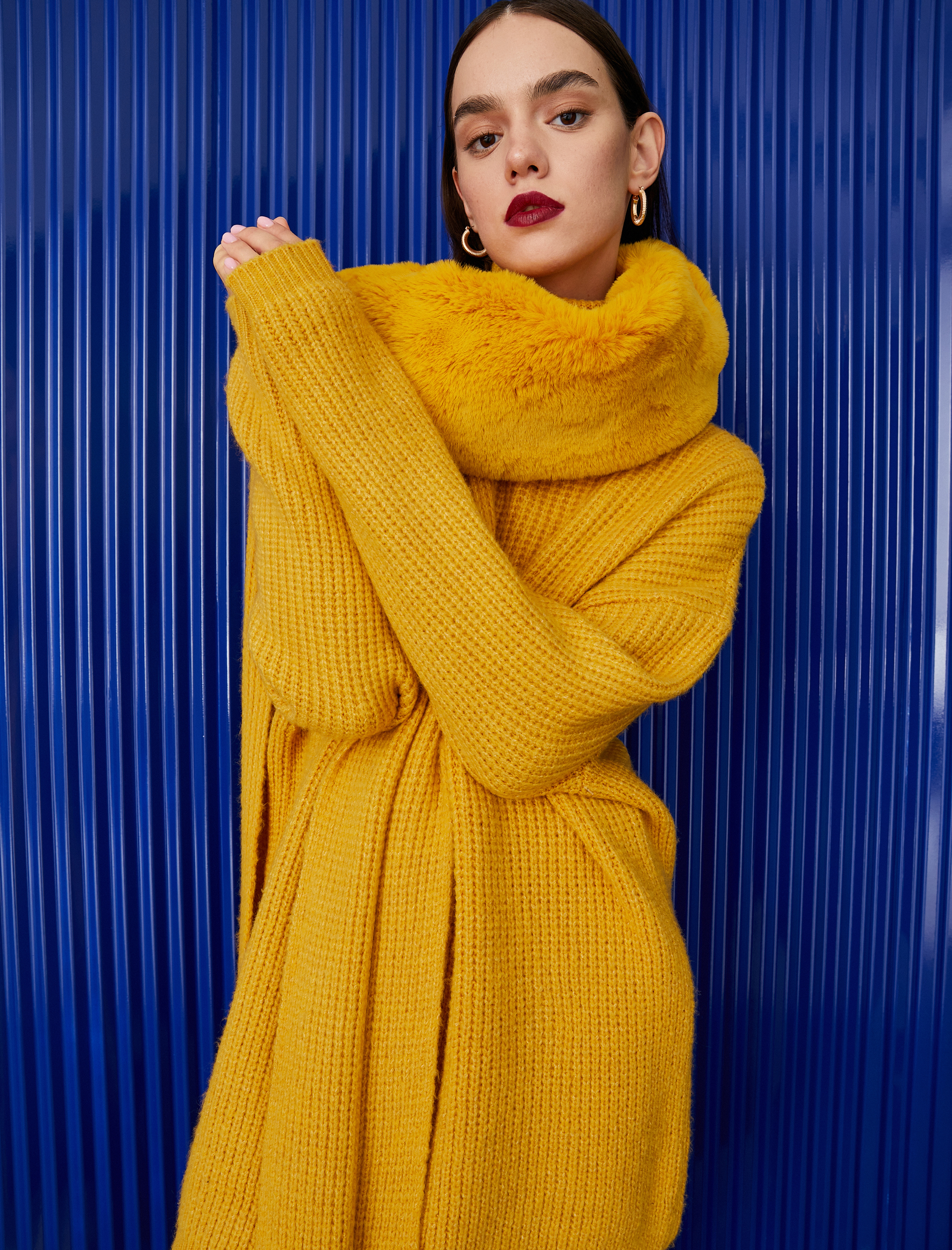   Melis Ağazat X Koton - Balıkçı Yaka Triko Mini Elbise