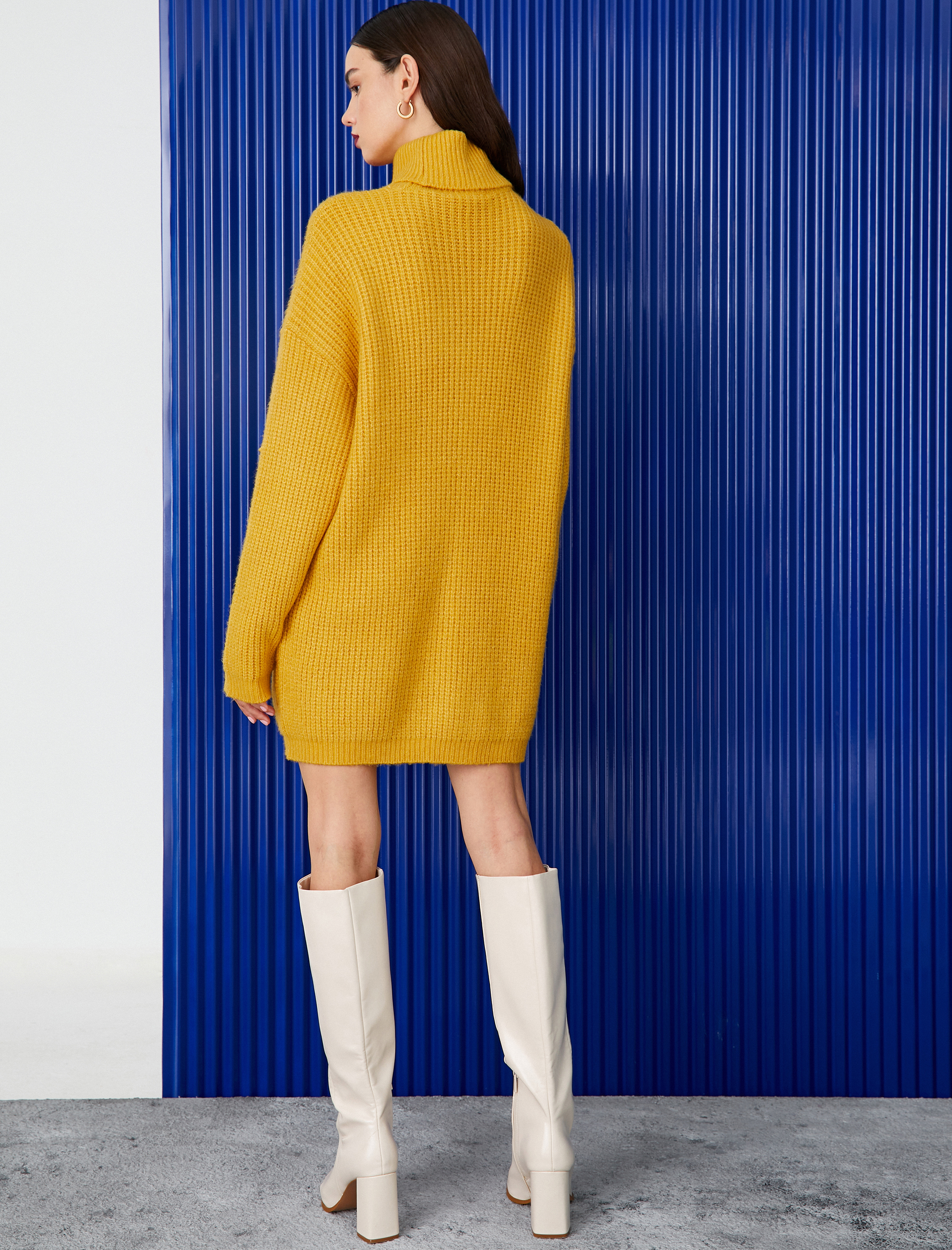   Melis Ağazat X Koton - Balıkçı Yaka Triko Mini Elbise