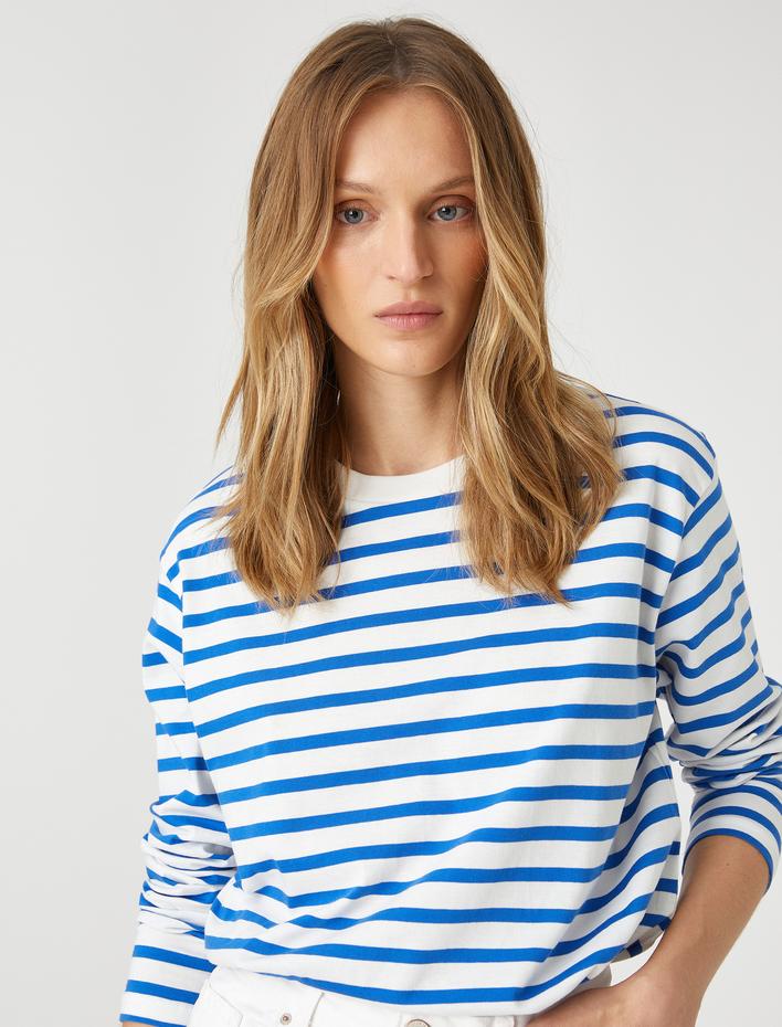  Uzun Kollu Tunik Tişört Bisiklet Yaka Pamuklu