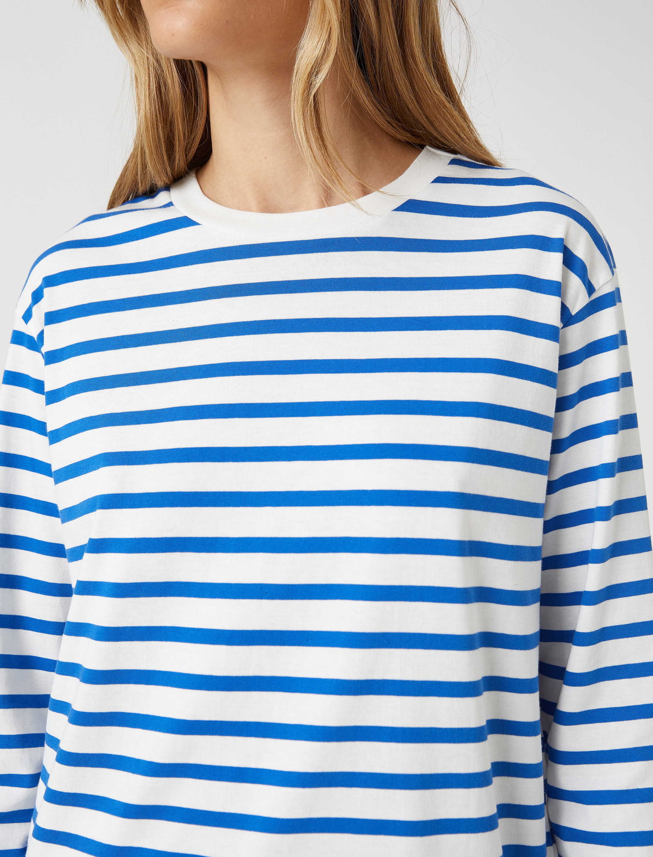   Uzun Kollu Tunik Tişört Bisiklet Yaka Pamuklu