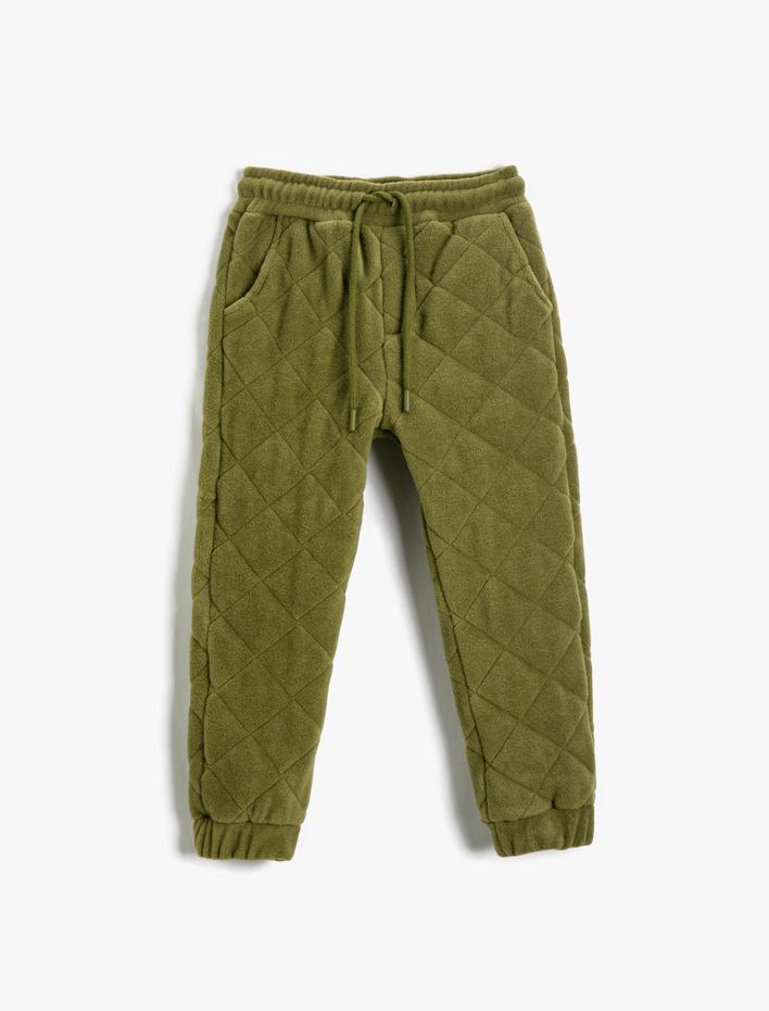 Erkek Çocuk Polar Jogger Eşofman Altı Kapitone Cepli Beli Bağlamalı