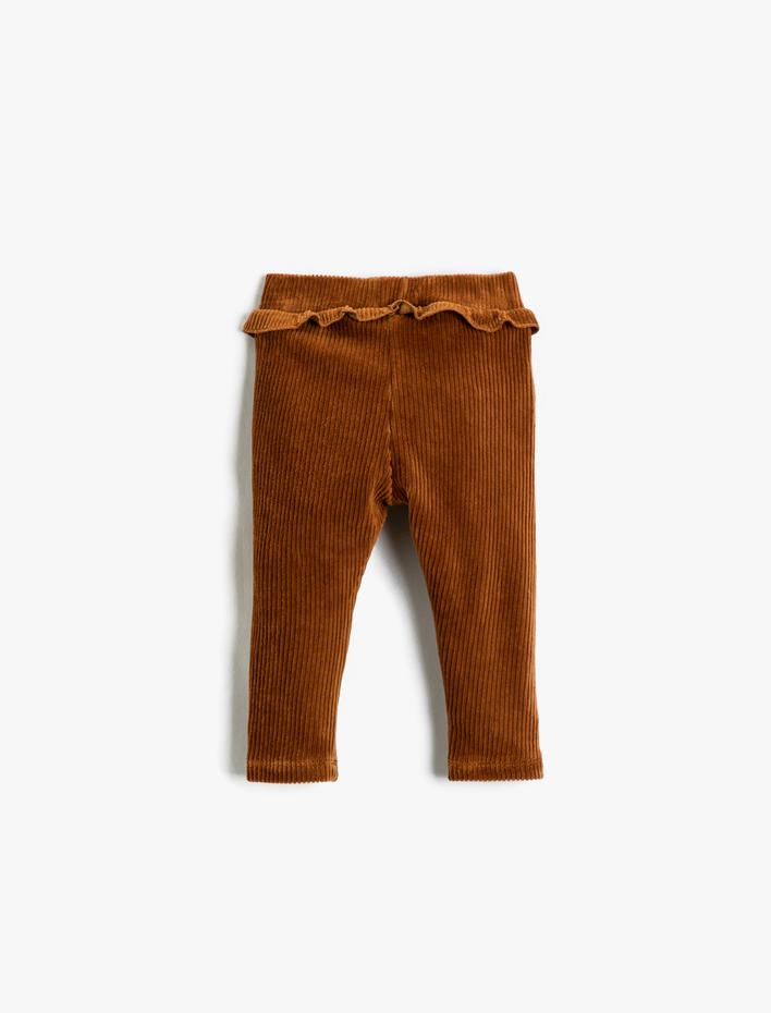 Kız Bebek Ribanalı Fırfır Detaylı Tayt Beli Lastikli