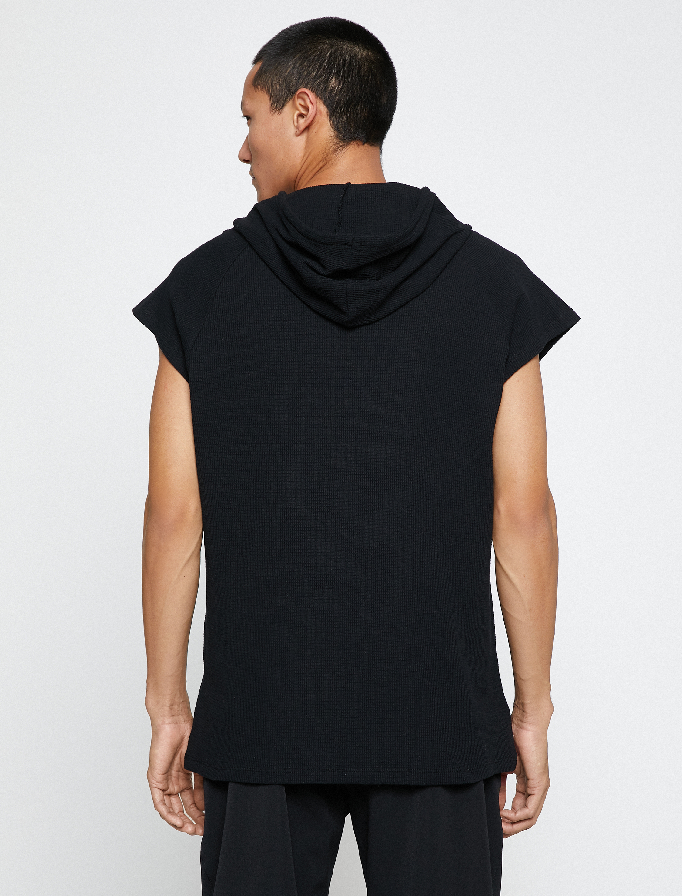   Basic Kapşonlu Spor Oversize Tişört Slogan Baskılı Kolsuz