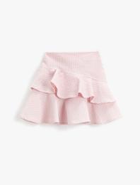 Mini Etek Fırfırlı Katlı Beli Lastikli