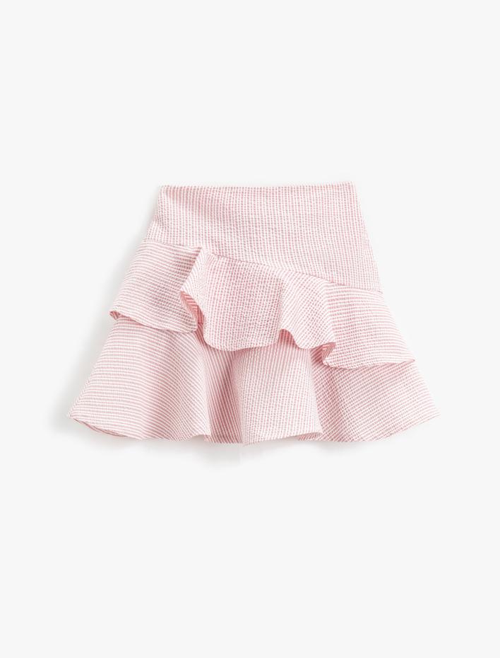 Kız Çocuk Mini Etek Fırfırlı Katlı Beli Lastikli