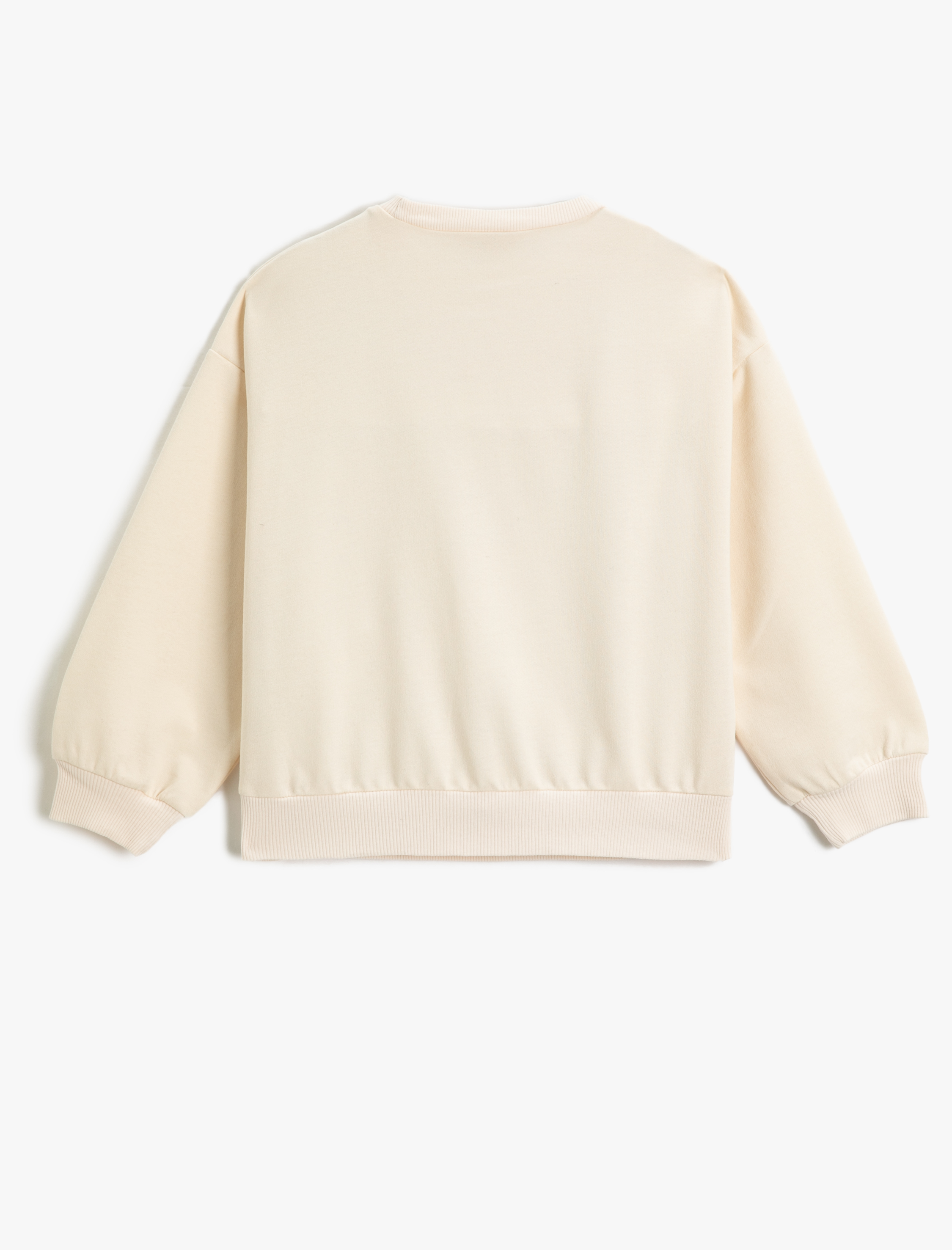  Kız Çocuk Basic Sweatshirt Baskılı Detaylı Uzun Kollu Bisiklet Yaka
