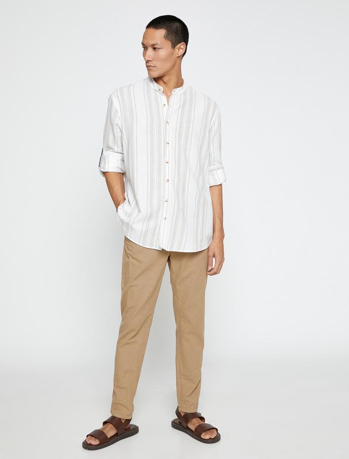  Hakim Yaka Gömlek Uzun Kollu Düğmeli