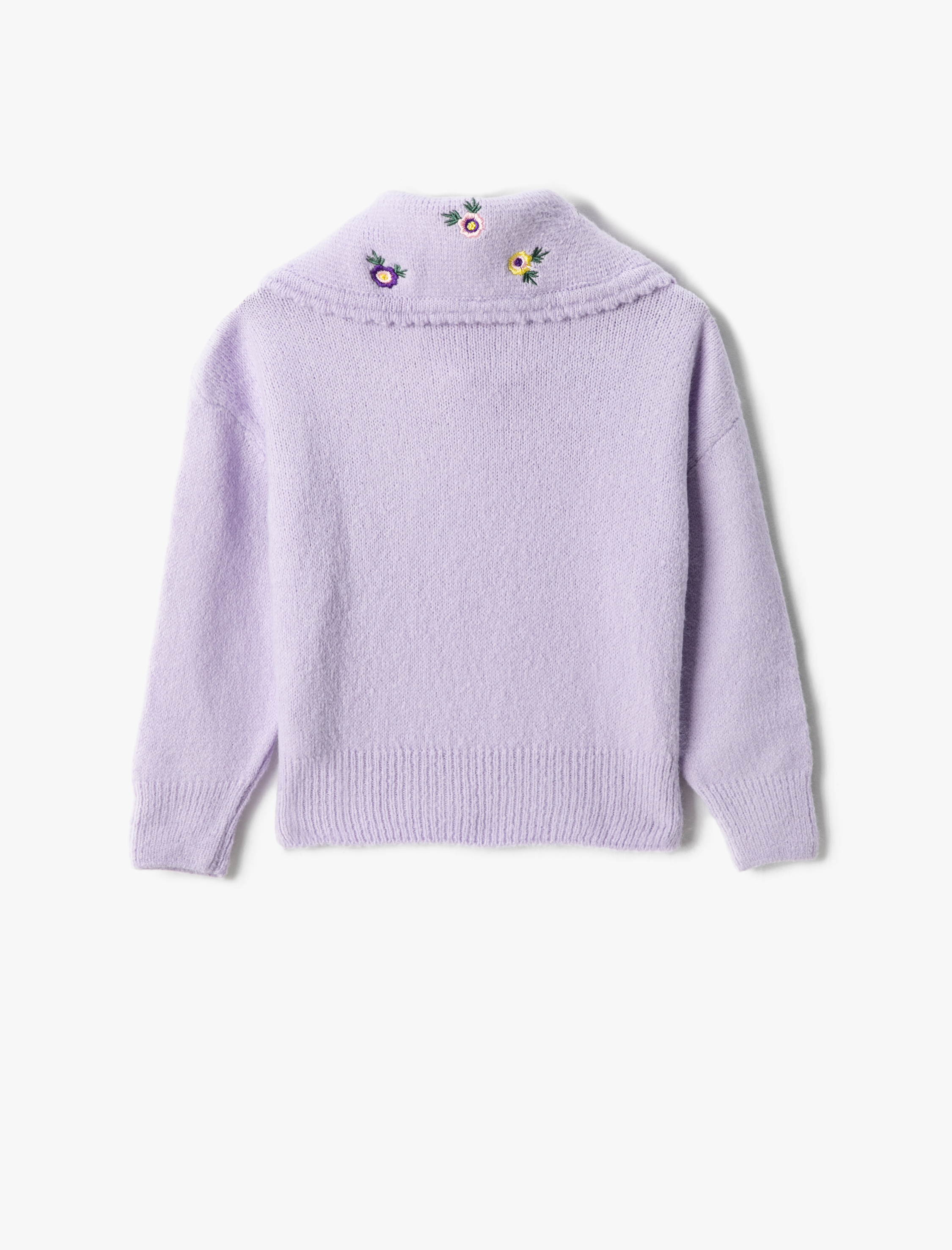  Kız Çocuk İşlemeli Saç Örgü Kazak Yumuşak Dokulu Geniş Bebe Yaka