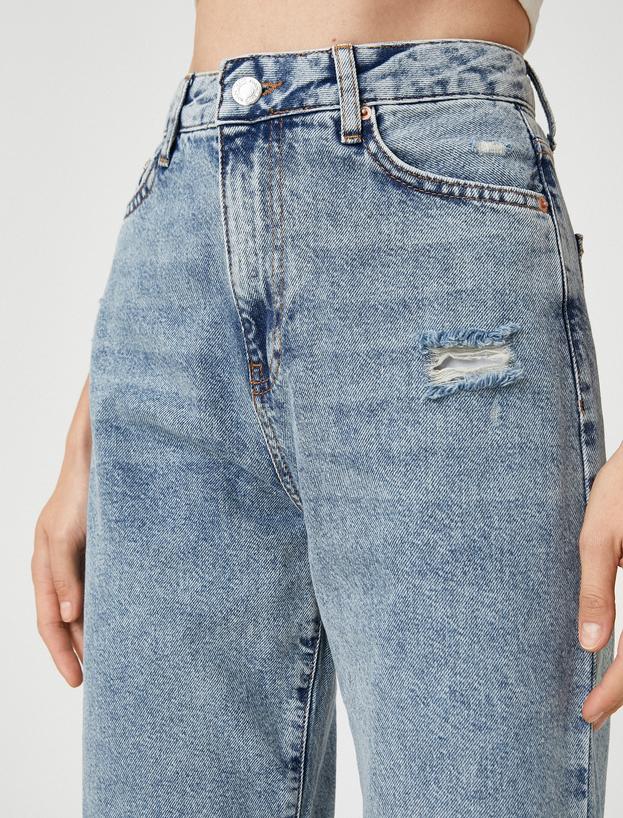   Yüksek Bel Kot Pantolon Düz Paça Normal Kesim - Eve Jean