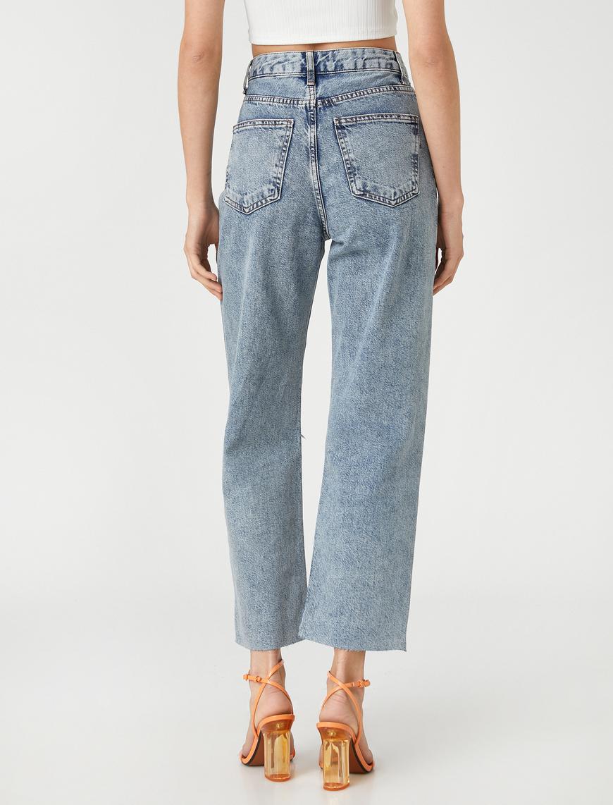   Yüksek Bel Straight Jean Kot Pantolon Düz Paça Normal Kesim - Eve Jean