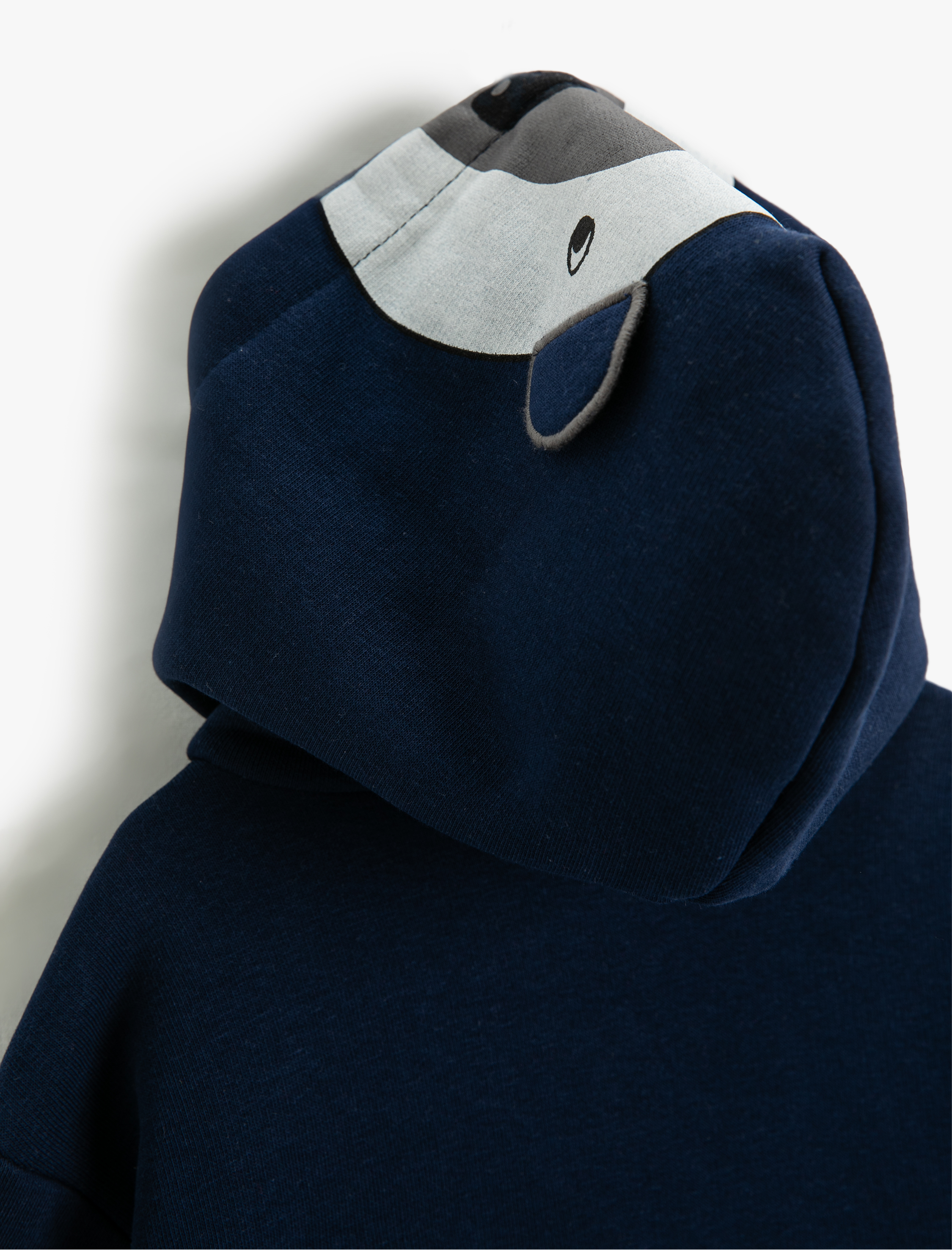  Erkek Bebek Kapşonlu Fermuarlı Hırka Kutup Ayısı Baskılı Aplike Detaylı