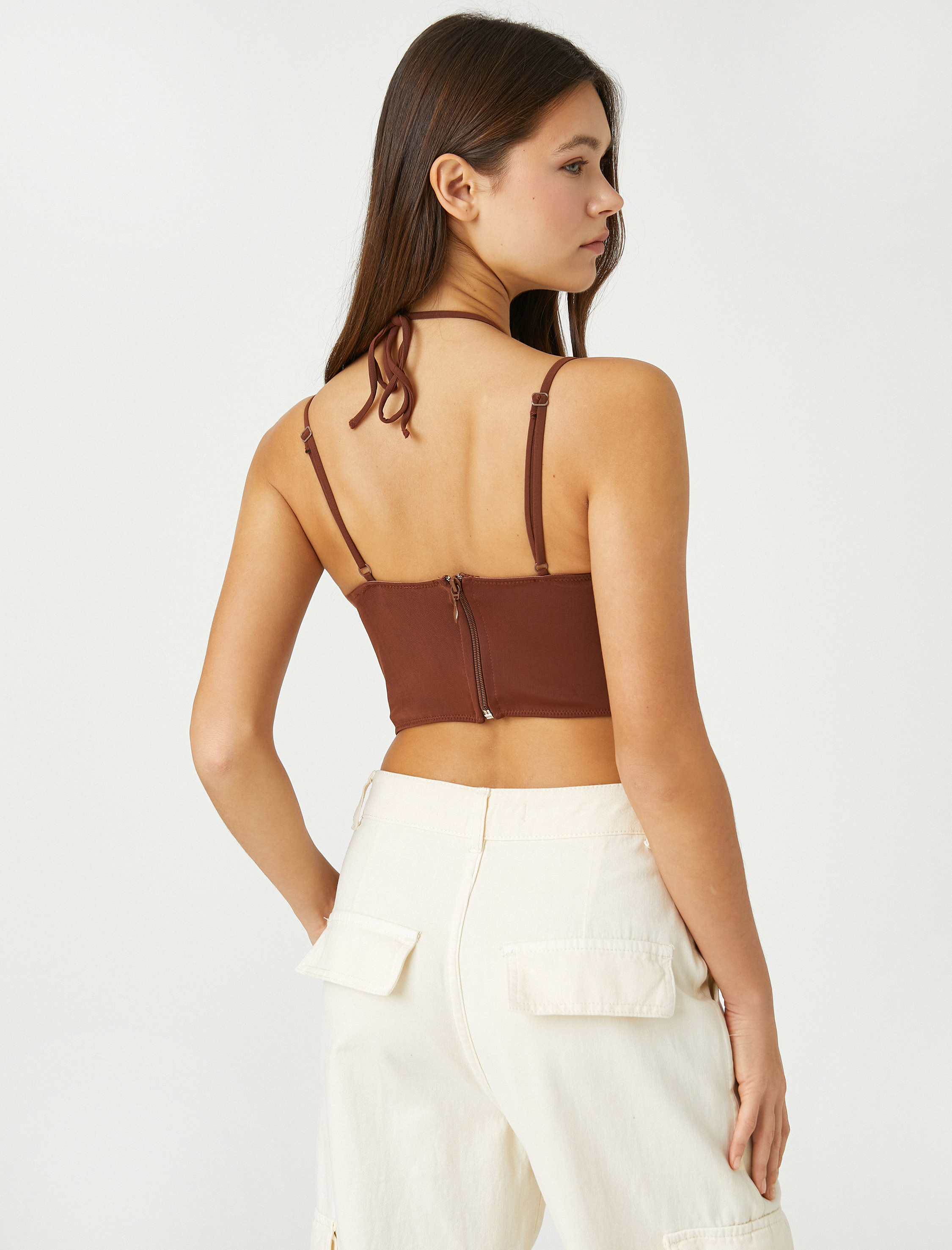   Kalp Yaka Büstiyer İnce Askılı