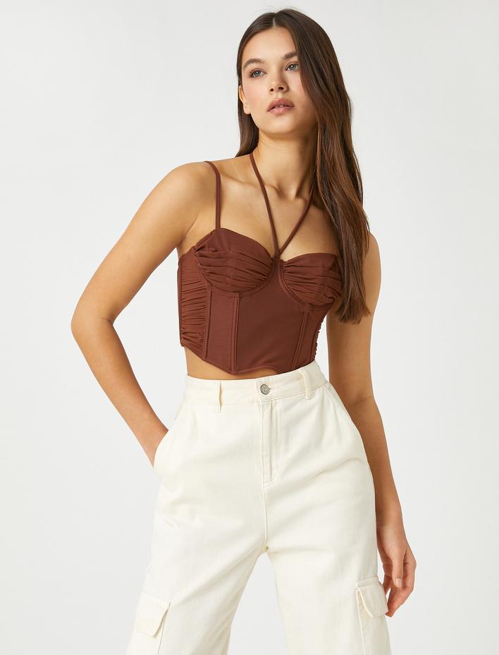  Kalp Yaka Büstiyer İnce Askılı