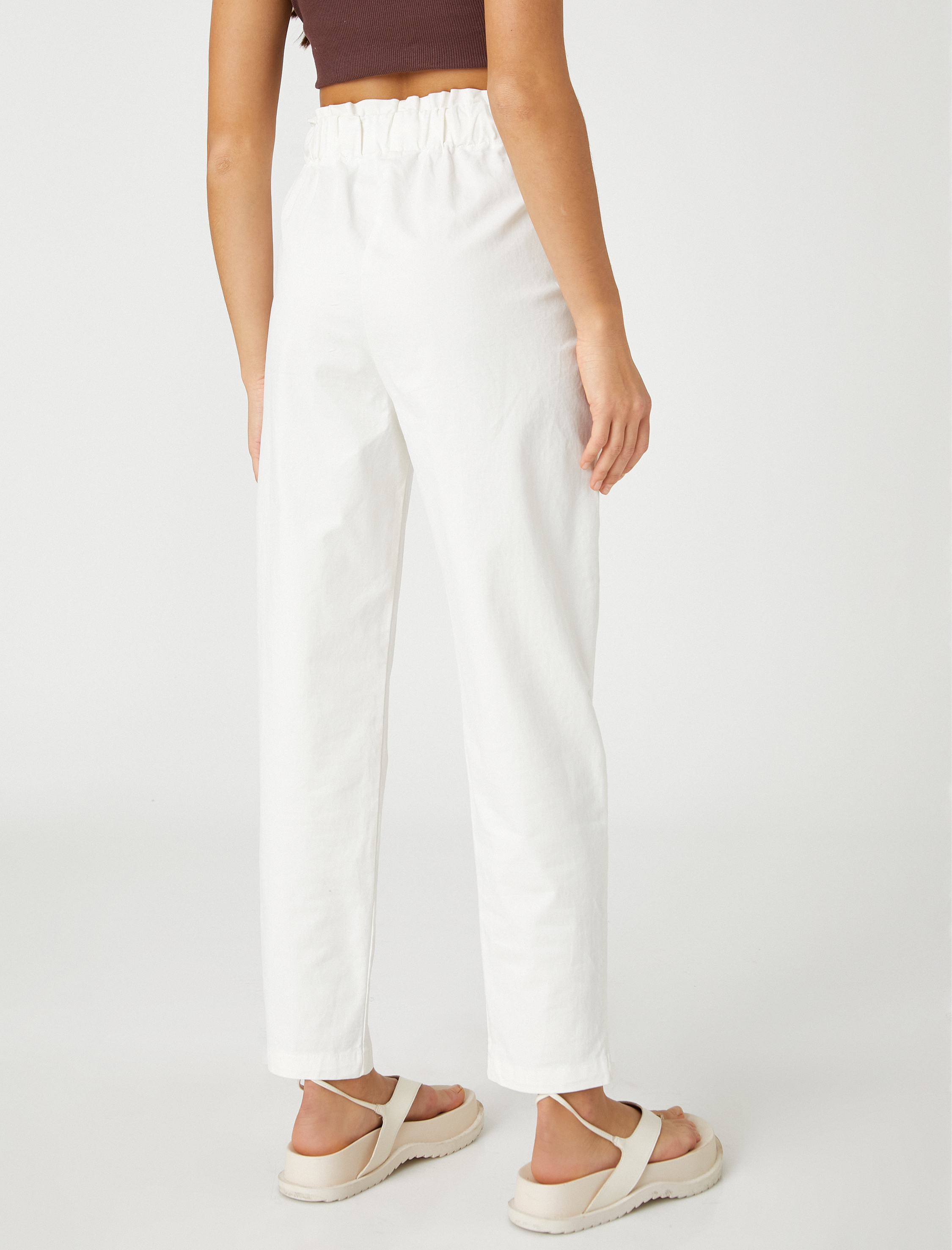   Havuç Pantolon Beli Bağcıklı Yüksek Bel Cep Detaylı