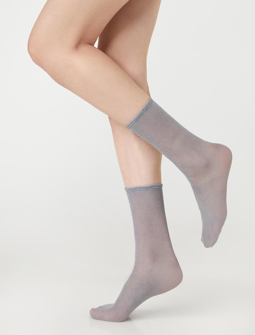  Kadın Tül Soket Çorap Simli
