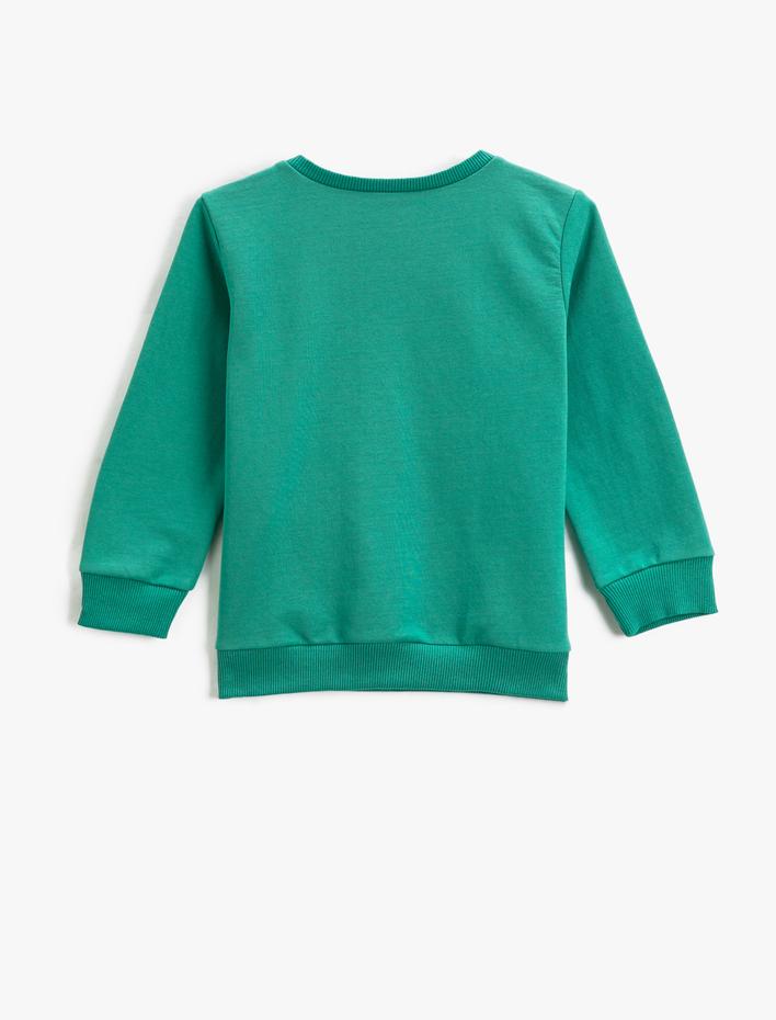 Erkek Çocuk Dinozor Baskılı Sweatshirt Uzun Kollu Bisiklet Yaka