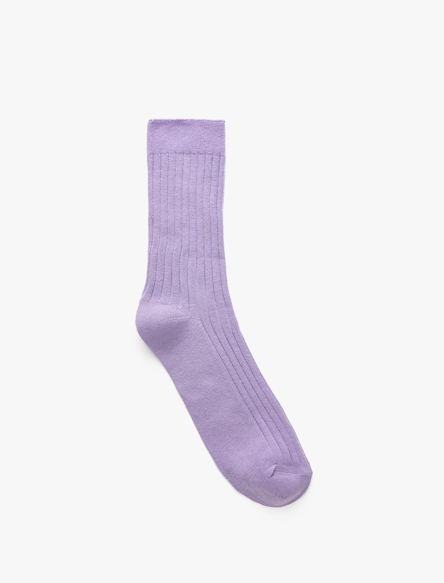  Kadın Basic Soket Çorap Dokulu
