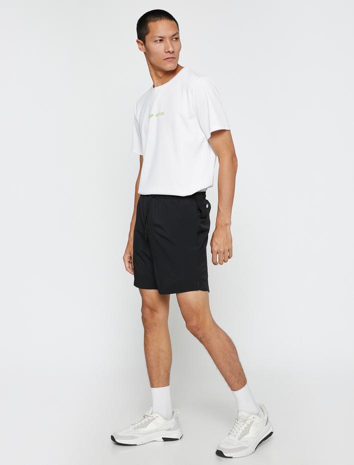  Kısa Spor Şort Çift Katlı Beli Bağcıklı Cepli