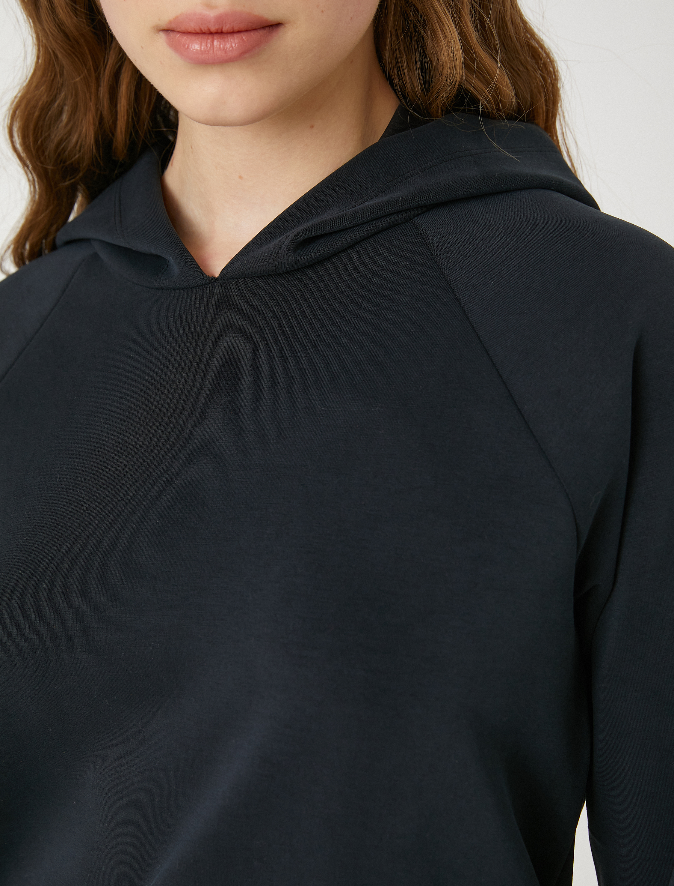 Kapüşonlu Sweatshirt Cep Detaylı Modal Karışımlı