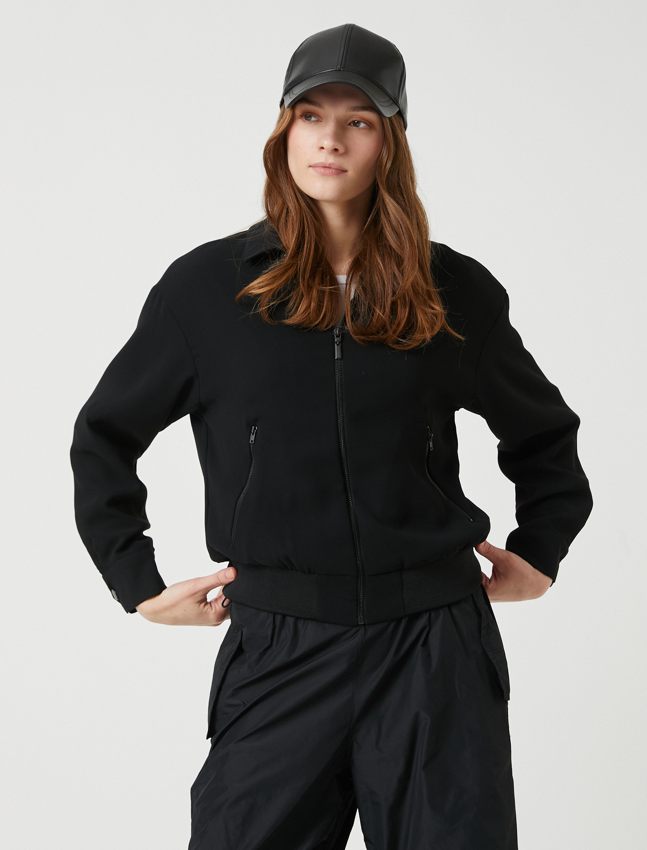   Fermuarlı Pilot Ceket Gömlek Yaka