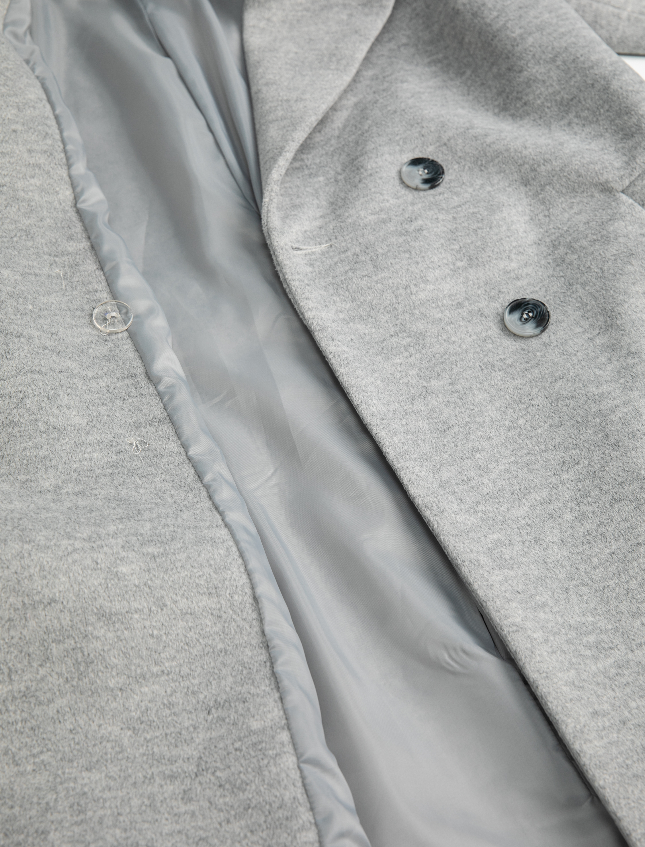 Oversize Kruvaze Kaşe Kaban Düğmeli Kuşaklı Cepli